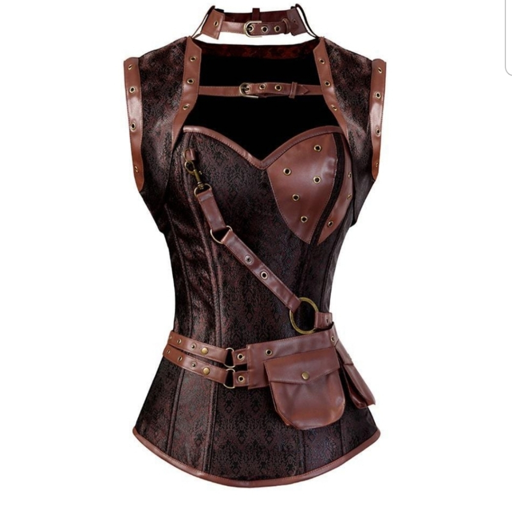 Steampunk Corset with Crop Jacket and Belt